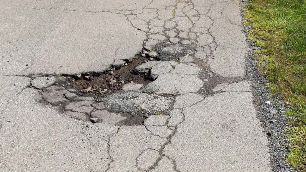 alligator cracking on an access road