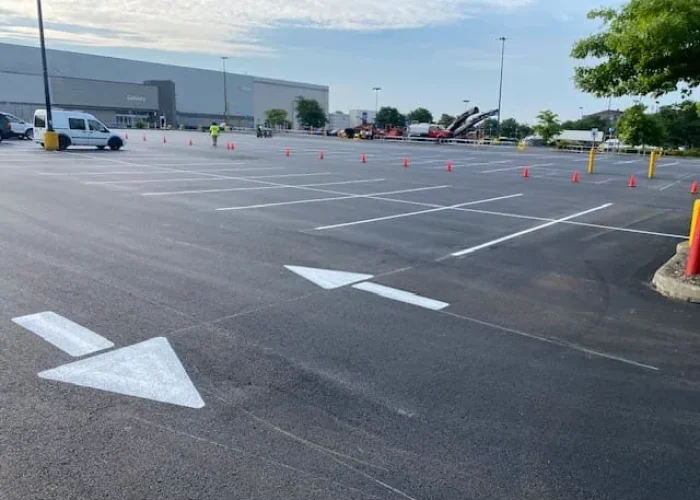 Parking lot paving project in progress